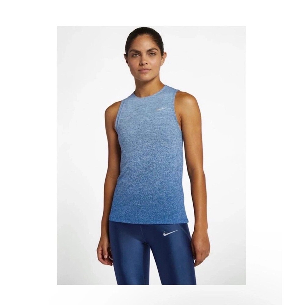 Nike Blue Medalist Dri-Fit Running Tank Top Gym Working Out Yoga Womens Sz M